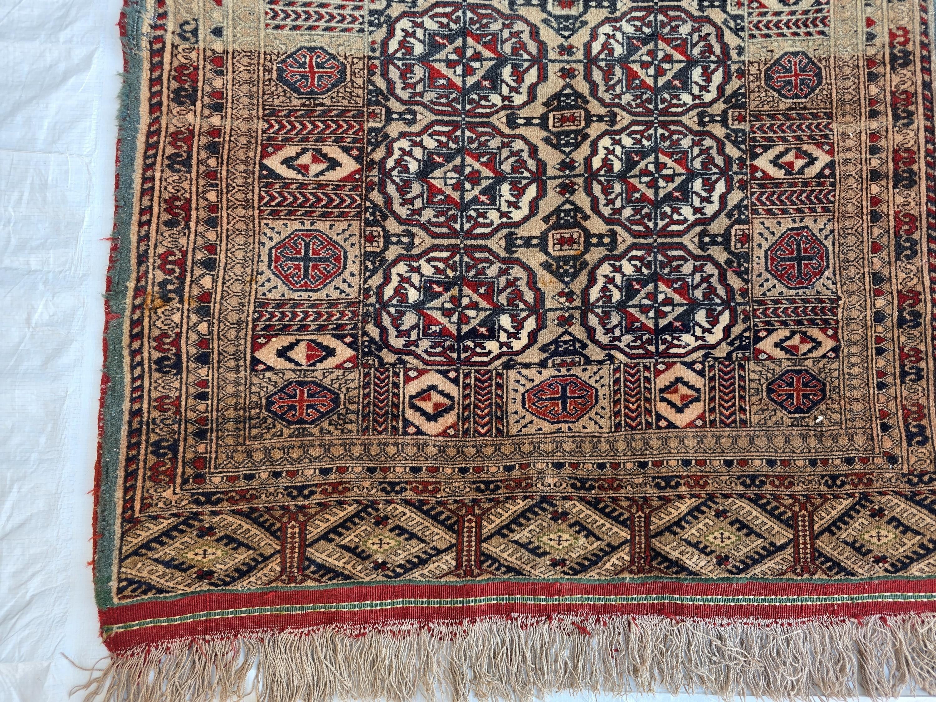 Collectible Oriental Antique Ahal Gul Runner Rug – 80 Year Old Handwoven Wool Rug – Tribal Turkmen Design – 1930s Vintage Hallway Runner 3x8