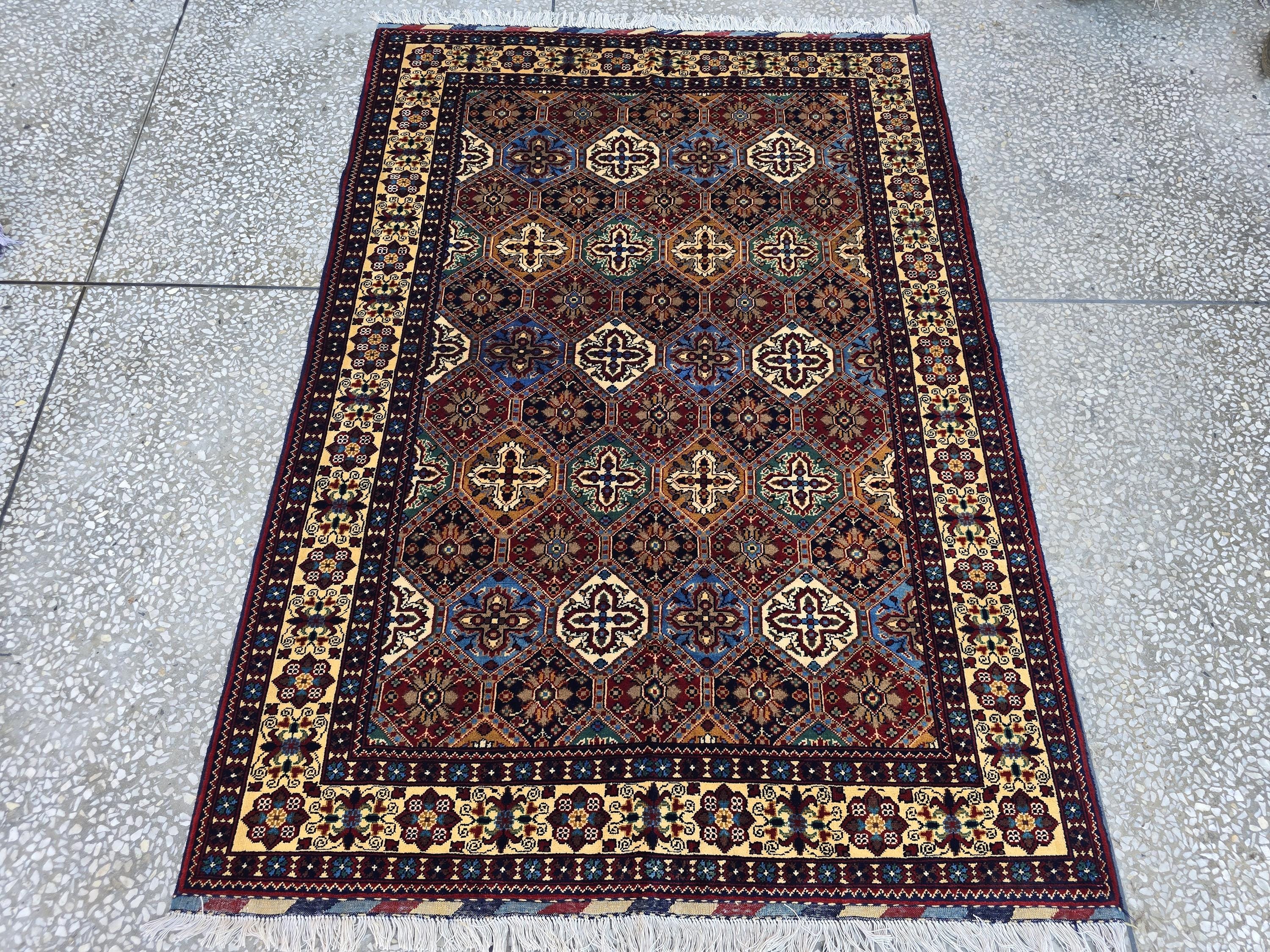 5x7 One of a kind Rug Handwoven Afghan Carpet, Turkmen Soft High Pile Wool Rug, Boho Home Decor, Rug for Bedroom, Living Room Rug