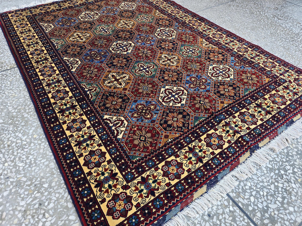 5x7 One of a kind Rug Handwoven Afghan Carpet, Turkmen Soft High Pile Wool Rug, Boho Home Decor, Rug for Bedroom, Living Room Rug