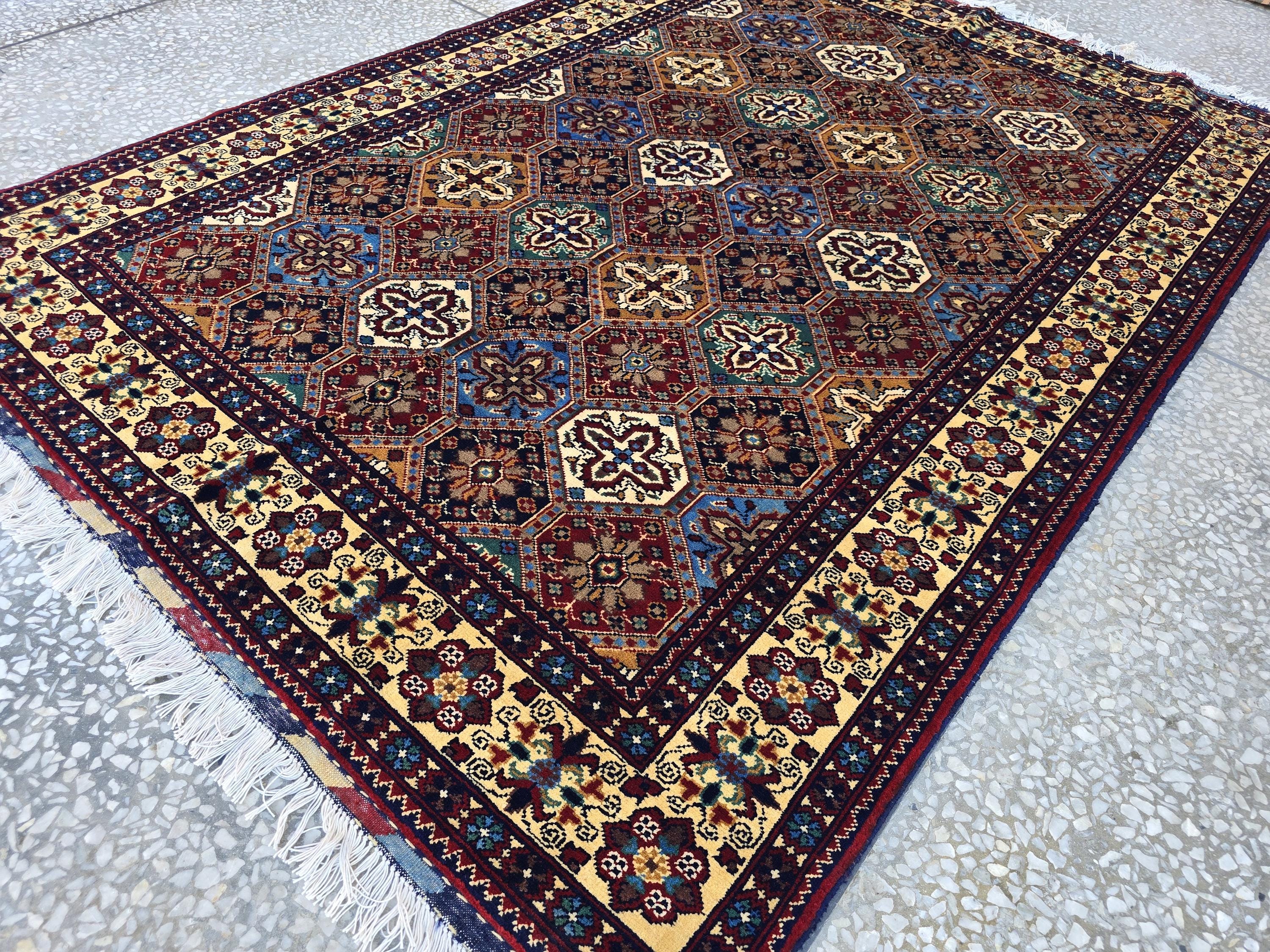 5x7 One of a kind Rug Handwoven Afghan Carpet, Turkmen Soft High Pile Wool Rug, Boho Home Decor, Rug for Bedroom, Living Room Rug