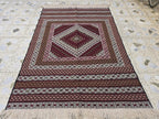 4x6 Maliki Kilim Afghan Handwoven, Turkmen Wool Area Rug, Living Room Rug, Bedroom Rug, Also Wall Hanging Rug, Office Home decorative Rug