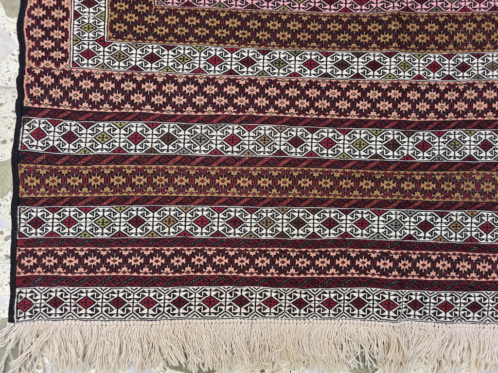 4x6 Maliki Kilim Afghan Handwoven, Turkmen Wool Area Rug, Living Room Rug, Bedroom Rug, Also Wall Hanging Rug, Office Home decorative Rug