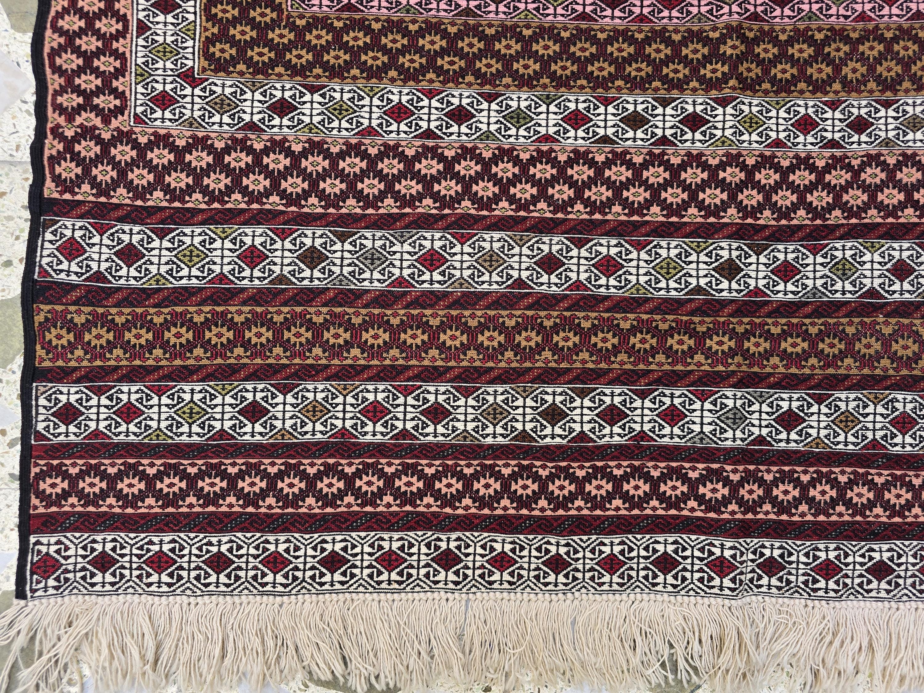 4x6 Maliki Kilim Afghan Handwoven, Turkmen Wool Area Rug, Living Room Rug, Bedroom Rug, Also Wall Hanging Rug, Office Home decorative Rug