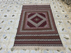 4x6 Maliki Kilim Afghan Handwoven, Turkmen Wool Area Rug, Living Room Rug, Bedroom Rug, Also Wall Hanging Rug, Office Home decorative Rug
