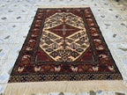 4x6 Afghan Herati Rug, Turkmen Geometric Wool Area Rug, Living Room Rug, Bedroom Rug, Accent size Rug, Office Decor Rug, Wall Hanging Rug