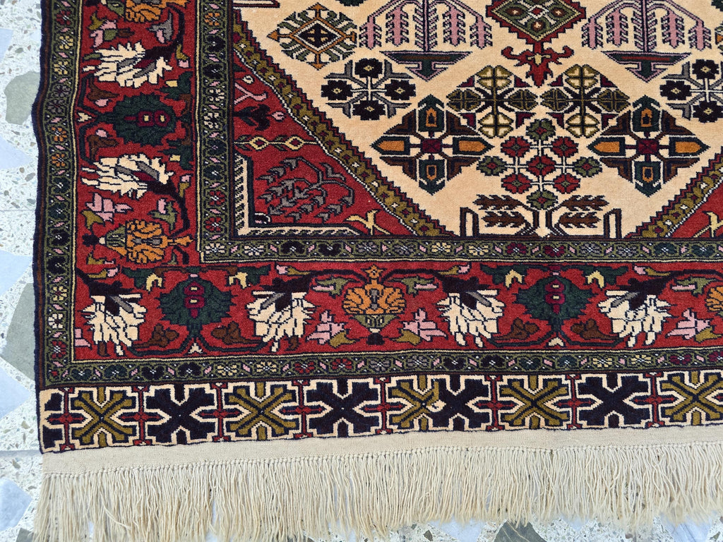 4x6 Afghan Herati Rug, Turkmen Geometric Wool Area Rug, Living Room Rug, Bedroom Rug, Accent size Rug, Office Decor Rug, Wall Hanging Rug