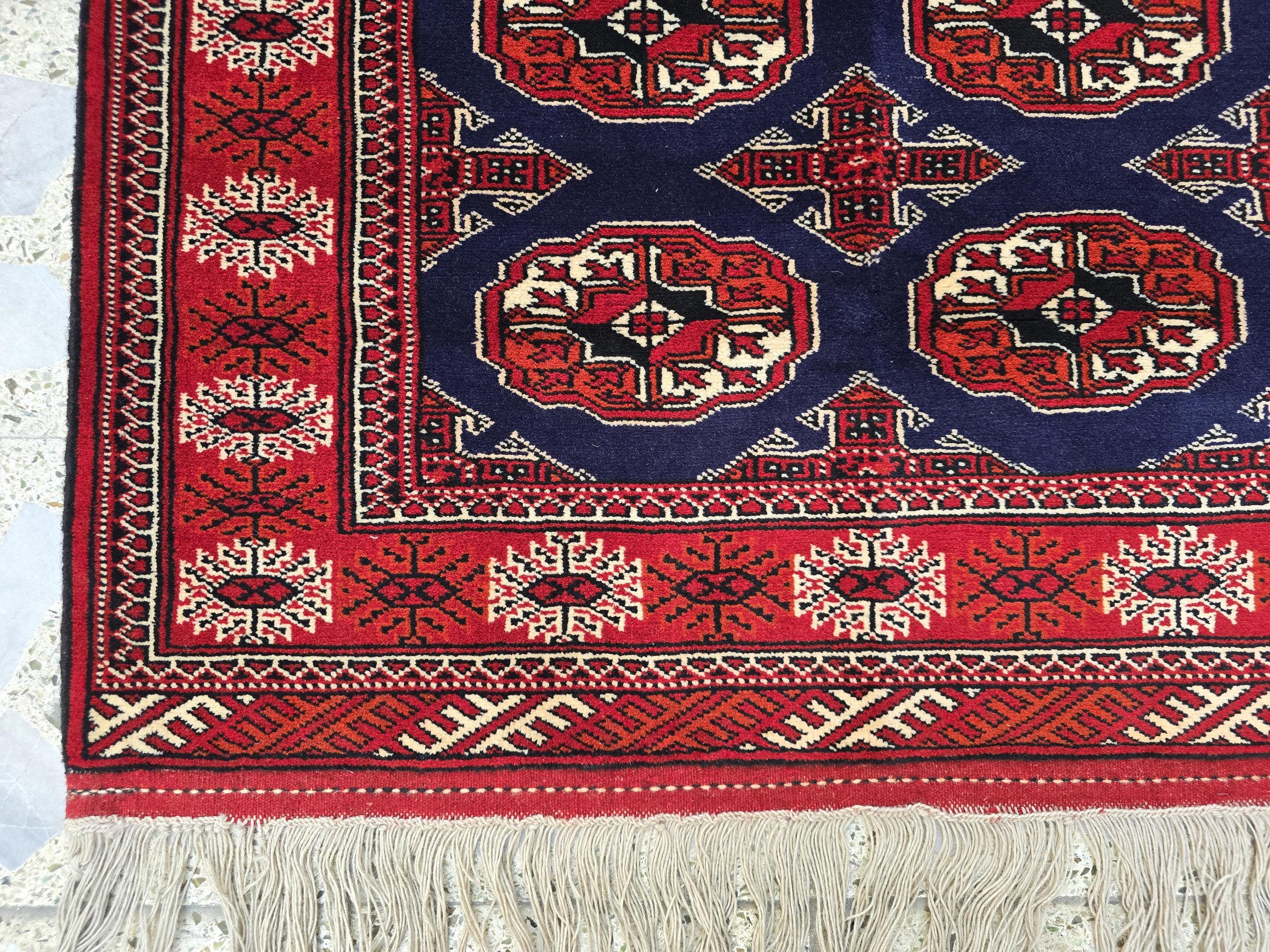 3x5 Ahal Gul Handwoven Afghan Wall Hanging Rug, Turkmen Handwoven Oriental Wool Rug, Living Room Rug, Bedroom Rug, Office Decor Rug