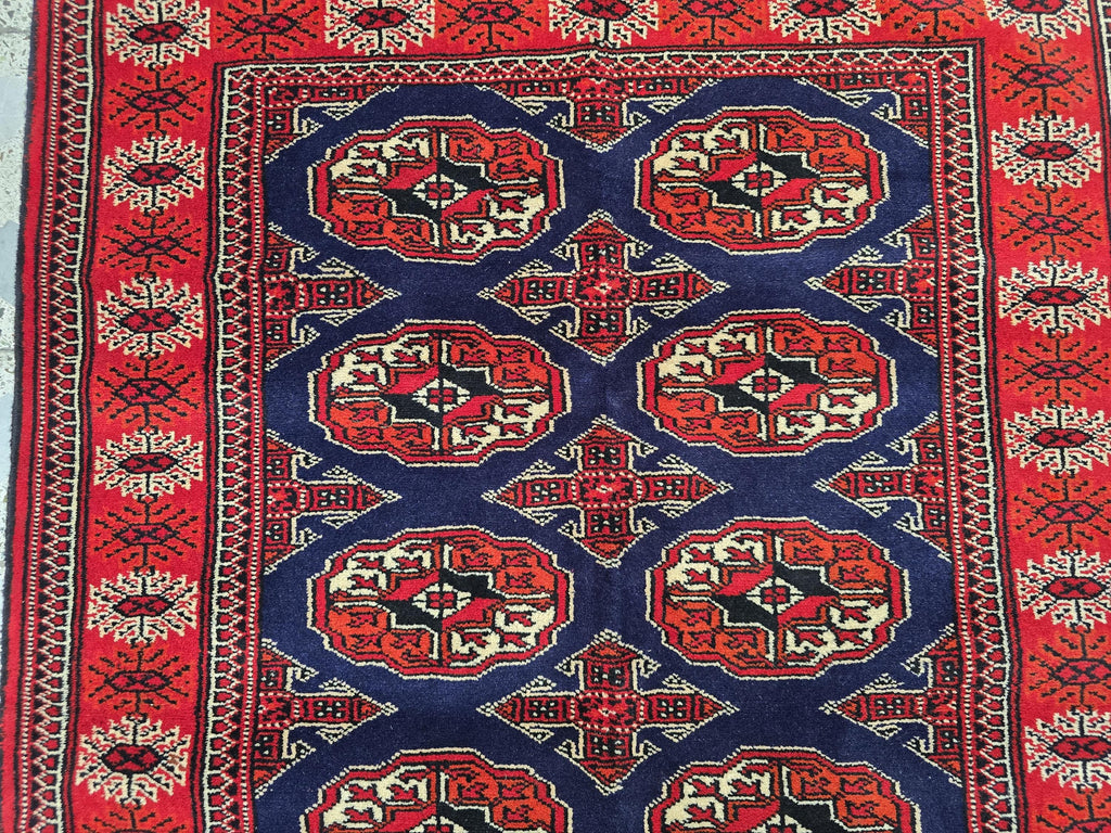 3x5 Ahal Gul Handwoven Afghan Wall Hanging Rug, Turkmen Handwoven Oriental Wool Rug, Living Room Rug, Bedroom Rug, Office Decor Rug