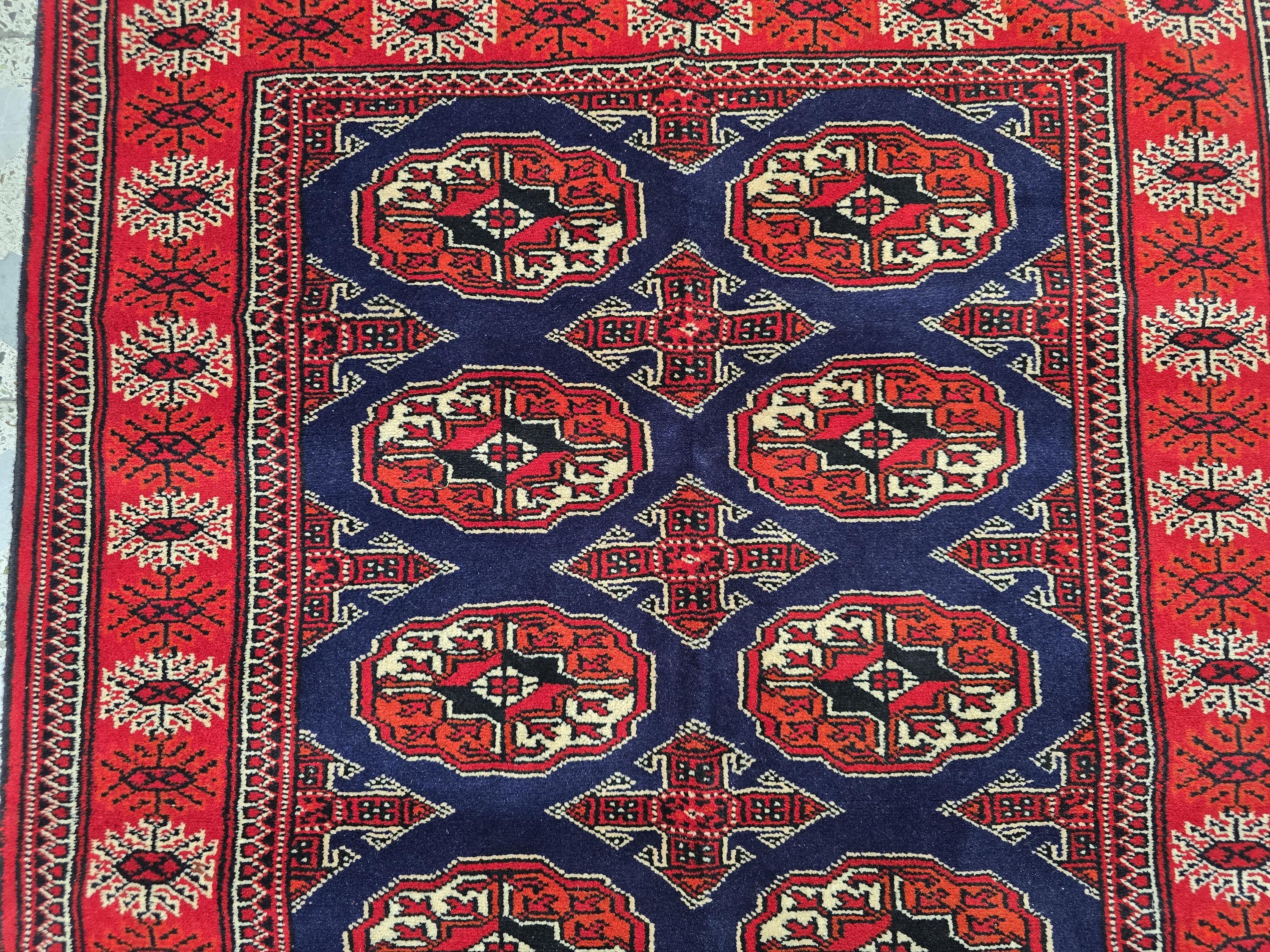3x5 Ahal Gul Handwoven Afghan Wall Hanging Rug, Turkmen Handwoven Oriental Wool Rug, Living Room Rug, Bedroom Rug, Office Decor Rug