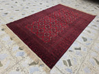 4x6 Vintage Afghan Handwoven Kawdani Rug, Turkmen Red Oriental Wool Rug, Living Room Rug, Bedroom Rug, Farmhouse Rug 197x124 cm