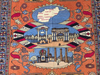 5.9x4.1 Handmade Persian Afghan Famous Building, Perfect for Office Decor, Afghan Restaurant's, Embassies also for Living Room Decor