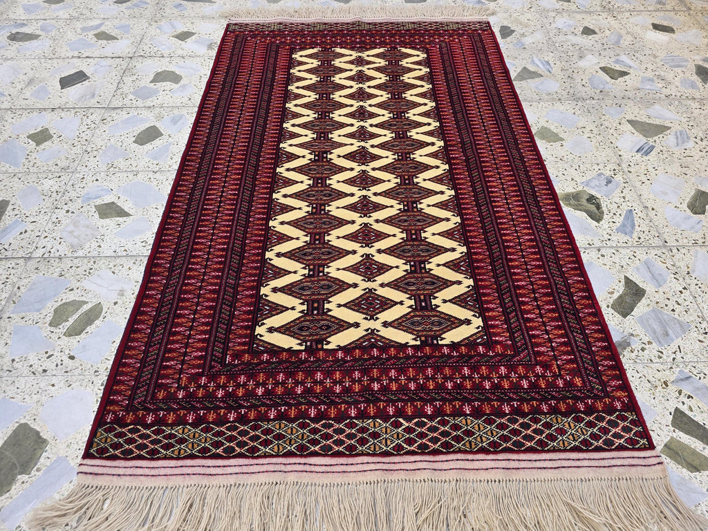 3x5 Zahir Shahi Afghan Handmwoven Rug, Turkmen Wool Wall Hanging Decorative Rug, Perfect for Living Room Decor, Office Or Bedroom Decor