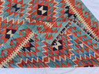 4x7 Afghan Handknitted Kilim Hallway Runner, Turkmen Flatweave Wool Geometric Runner, Boho Home Decor, Entryway Rug, Farmhouse Rug