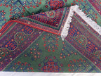 5x7ft, Afghan Handwoven Bukhara Rug, Turkmen Tribal Oriental Wool Rug, Rich Green and Red, Rug for Bedroom, Living Room Rug, Boho Home Decor