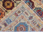 6x8ft Afghan Kazak Rug – Hand-Knotted Wool Area Rug, Tribal Geometric Design, Multicolor Carpet for Living Room or Office, Bedroom Rug