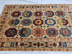 6x8ft Afghan Kazak Rug – Hand-Knotted Wool Area Rug, Tribal Geometric Design, Multicolor Carpet for Living Room or Office, Bedroom Rug