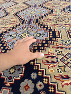 8x11ft, Large Handwoven Tribal Afghan Carpet, Turkmen Geometric Wool Area Rug, Boho Home Decor, Living Room Rug, Bedroom Rug 363x250 cm