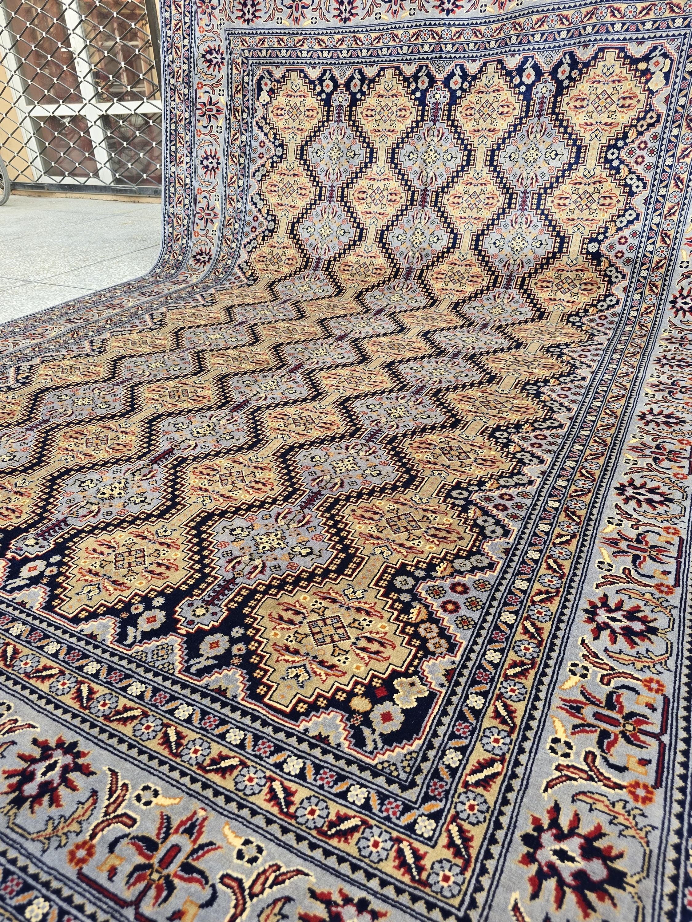 8x11ft, Large Handwoven Tribal Afghan Carpet, Turkmen Geometric Wool Area Rug, Boho Home Decor, Living Room Rug, Bedroom Rug 363x250 cm