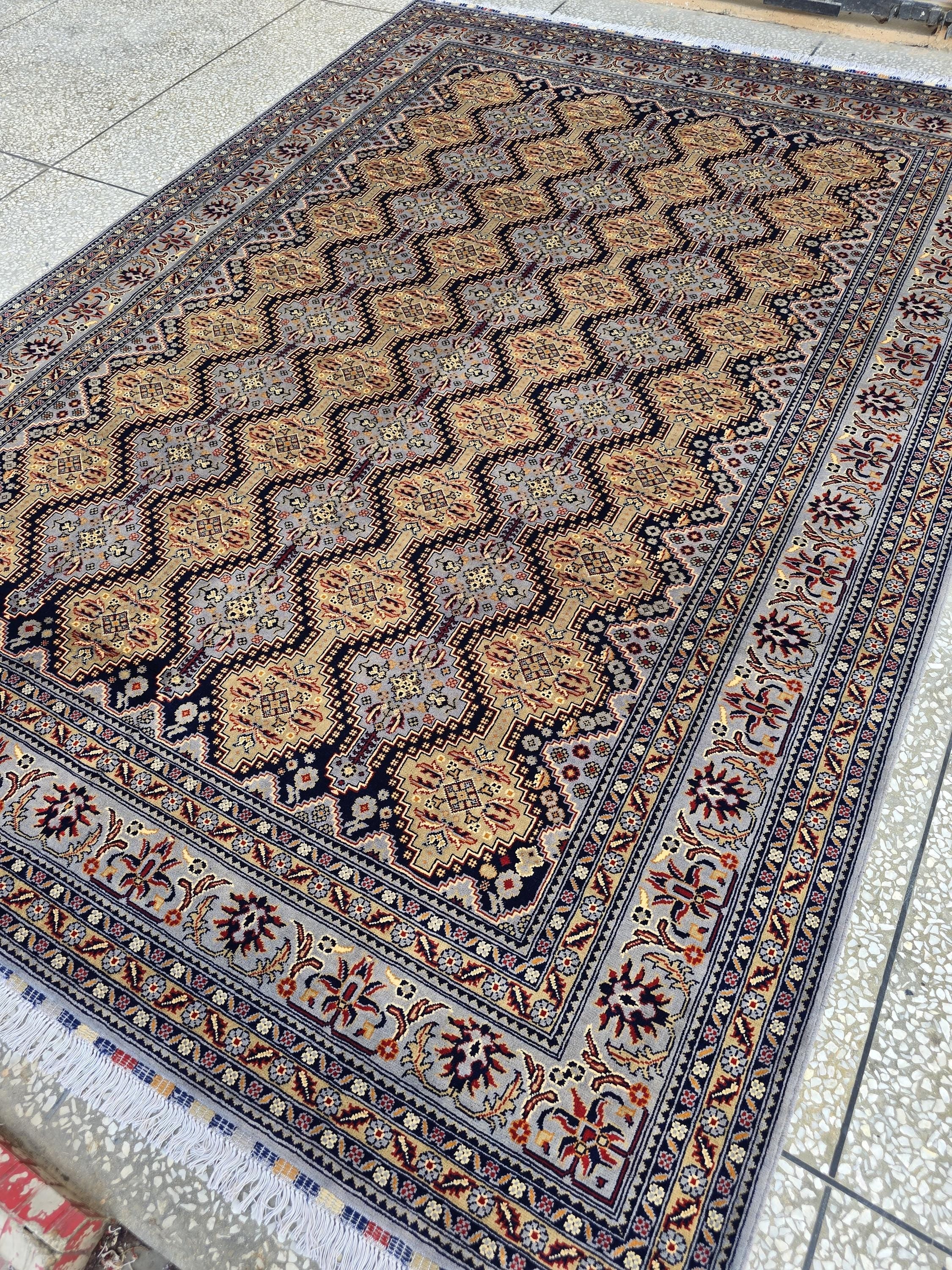 8x11ft, Large Handwoven Tribal Afghan Carpet, Turkmen Geometric Wool Area Rug, Boho Home Decor, Living Room Rug, Bedroom Rug 363x250 cm
