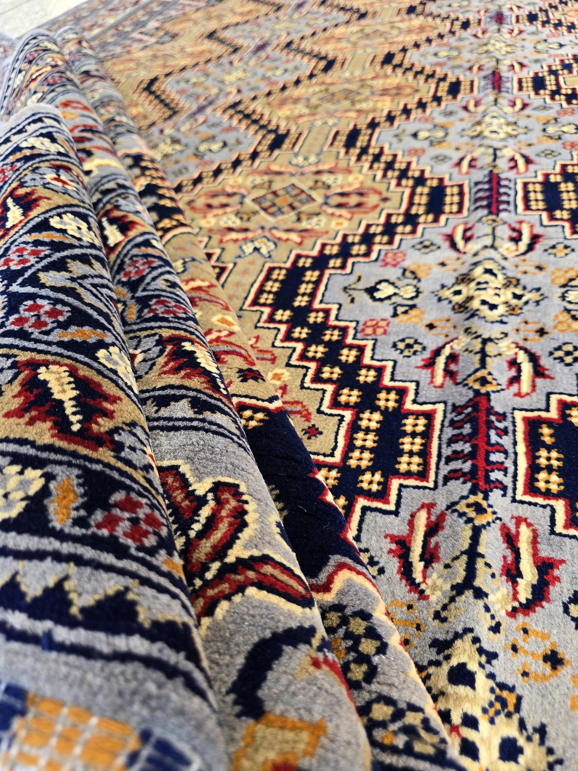 8x11ft, Large Handwoven Tribal Afghan Carpet, Turkmen Geometric Wool Area Rug, Boho Home Decor, Living Room Rug, Bedroom Rug 363x250 cm