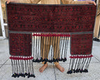 4x3 Handwoven Afghan Wall Hanging Rug, Turkmen Wool Red Tapestry, Boho Home Decor, Living Room Decor, Bedroom Decor, Kitchen Wall Decor