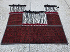 4x3 Handwoven Afghan Wall Hanging Rug, Turkmen Wool Red Tapestry, Boho Home Decor, Living Room Decor, Bedroom Decor, Kitchen Wall Decor