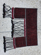 4x3 Handwoven Afghan Wall Hanging Rug, Turkmen Wool Red Tapestry, Boho Home Decor, Living Room Decor, Bedroom Decor, Kitchen Wall Decor