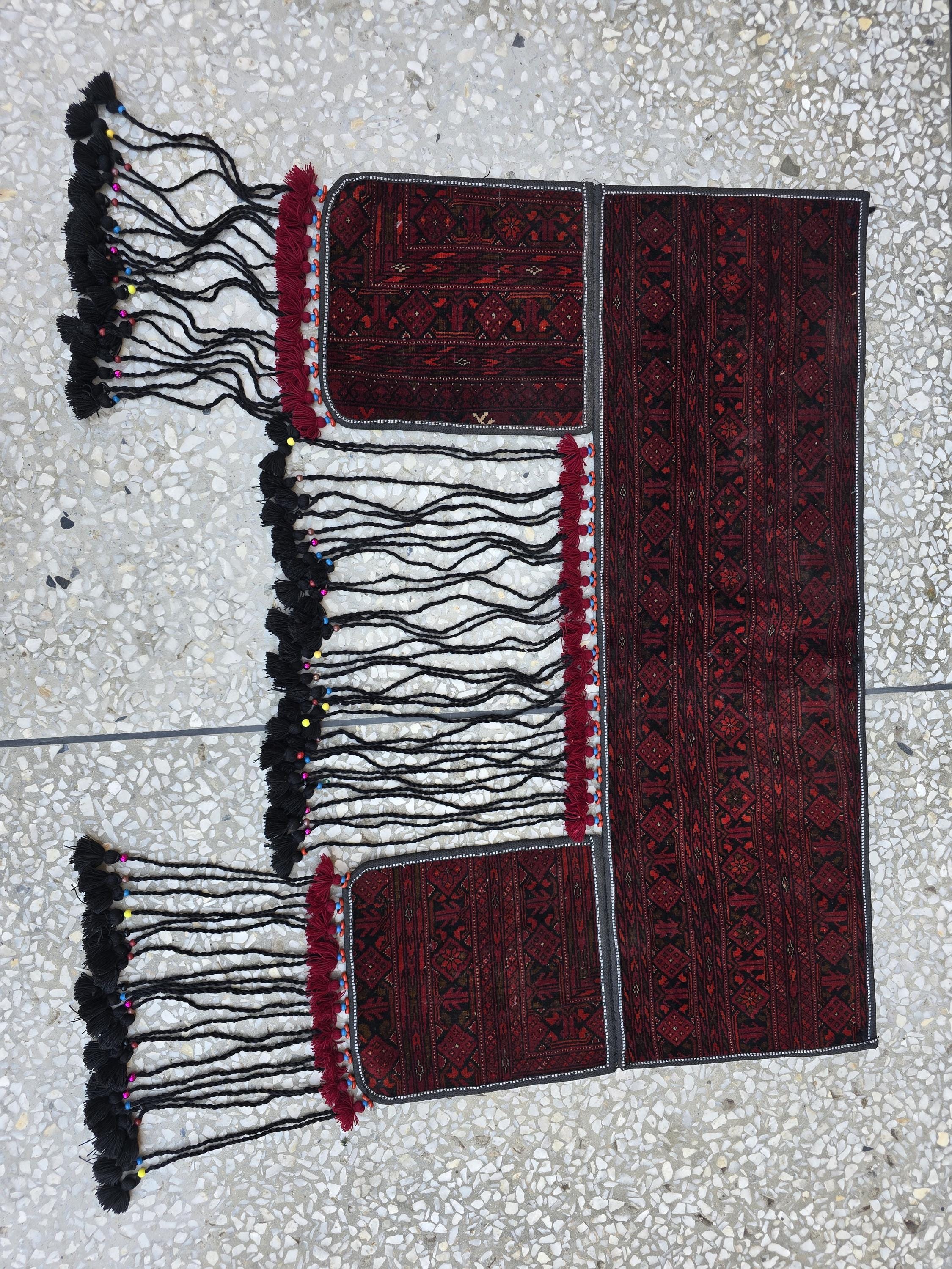 4x3 Handwoven Afghan Wall Hanging Rug, Turkmen Wool Red Tapestry, Boho Home Decor, Living Room Decor, Bedroom Decor, Kitchen Wall Decor