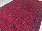 8x11 Large Afghan Handwoven Bukhara Carpet, Turkmen Soft Oriental Red and Blue Wool Rug, Boho Home Decor, Large Living Room Rug, Bedroom Rug