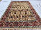 5x8ft Cream & Red Afghan Persian Rug – Hand-Knotted Floral Carpet, Wool Area Rug, Traditional Decor, Rug for Living Room, Bedroom Rug