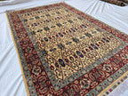 5x8ft Cream & Red Afghan Persian Rug – Hand-Knotted Floral Carpet, Wool Area Rug, Traditional Decor, Rug for Living Room, Bedroom Rug