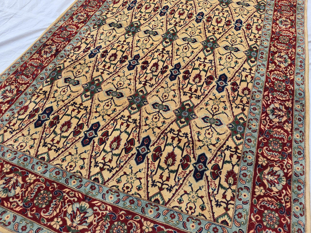 5x8ft Cream & Red Afghan Persian Rug – Hand-Knotted Floral Carpet, Wool Area Rug, Traditional Decor, Rug for Living Room, Bedroom Rug