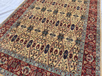5x8ft Cream & Red Afghan Persian Rug – Hand-Knotted Floral Carpet, Wool Area Rug, Traditional Decor, Rug for Living Room, Bedroom Rug