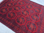 5x7 Rich Red Afghan Tribal Handwoven Soft Rug, Turkmen Oriental Wool Floor Rug, Boho Home Decor, Rug for Bedroom, Living Room Rug, Office