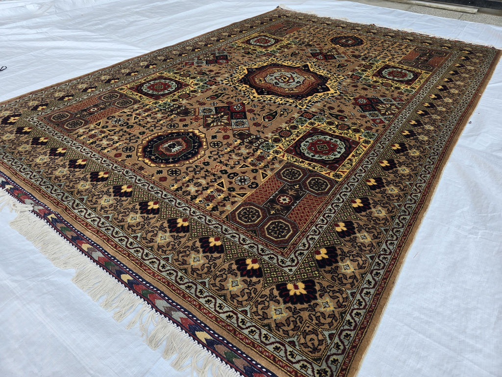 8.1 x 5.5 Mamluk Handwoven Afghan Rug, Turkmen Wool Area Vegetable Dyed Rug, High Pile Boho Home Decor Rug for Living Room, Bedroom Rug