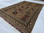 8.1 x 5.5 Mamluk Handwoven Afghan Rug, Turkmen Wool Area Vegetable Dyed Rug, High Pile Boho Home Decor Rug for Living Room, Bedroom Rug