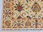 5x7ft Cream Floral Handmade Afghan Rug – Traditional Wool Area Carpet –Turkmen Oriental Design, Decorative Boho Living Room Rug, Bedroom Rug