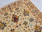 5x7ft Cream Floral Handmade Afghan Rug – Traditional Wool Area Carpet –Turkmen Oriental Design, Decorative Boho Living Room Rug, Bedroom Rug