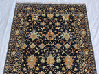 5x7ft Black Floral Afghan Rug – Handmade Wool Area Carpet – Botanical Design – Traditional Oriental Floor Rug – Boho Home Decor, Bedroom Rug