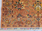 5x6ft Rust Floral Afghan Rug – Handmade Wool Oriental Carpet – Turkmen Botanical Design –Traditional Persian Style Area Rug, Living Room Rug