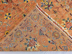5x6ft Rust Floral Afghan Rug – Handmade Wool Oriental Carpet – Turkmen Botanical Design –Traditional Persian Style Area Rug, Living Room Rug