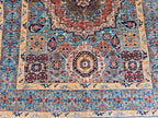 5x7ft Green Mamluk Rug – Handmade Wool Afghan Area Carpet – Traditional Geometric Oriental Design – Tribal Floor Rug, Living Room Rug
