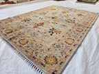 5x7ft Floral Afghan Rug – Handmade Wool Oriental Carpet – Turkmen Botanical Design – Traditional Persian Style Area Rug, Bedroom Rug
