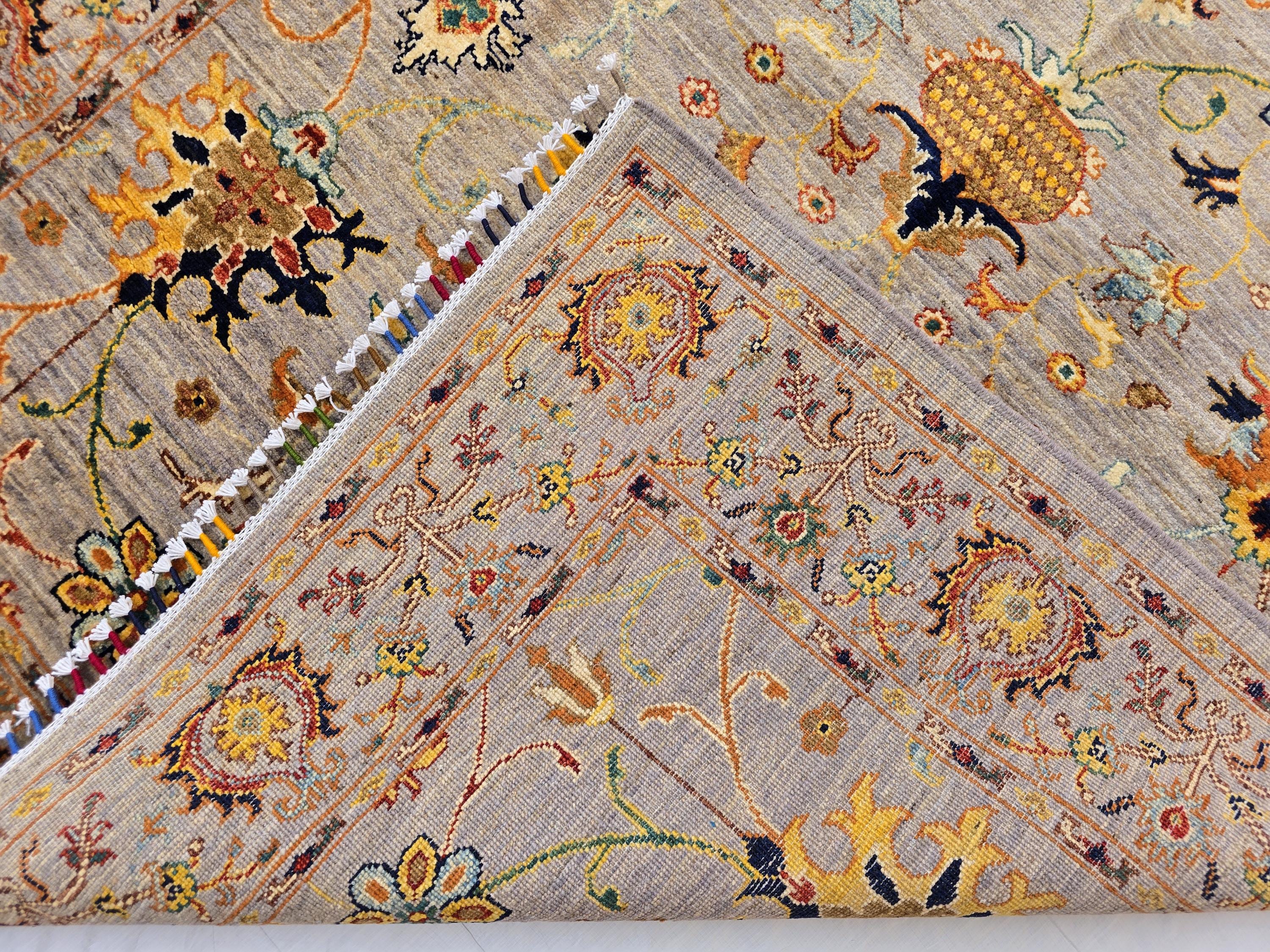 5x7ft Floral Afghan Rug – Handmade Wool Oriental Carpet – Turkmen Botanical Design – Traditional Persian Style Area Rug, Bedroom Rug