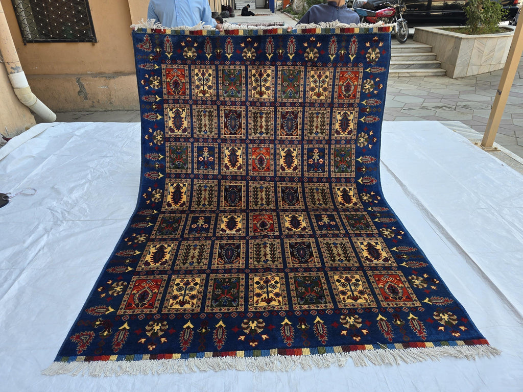 5x7 Afghan Handwoven Medium Size Carpet, Turkmen Oriental Soft Navy Blue Rug, Home decor Rug, Rug for Bedroom, Living Room Rug, 206x150cm