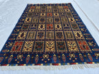 5x7 Afghan Handwoven Medium Size Carpet, Turkmen Oriental Soft Navy Blue Rug, Home decor Rug, Rug for Bedroom, Living Room Rug, 206x150cm