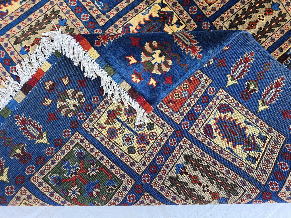 5x7 Afghan Handwoven Medium Size Carpet, Turkmen Oriental Soft Navy Blue Rug, Home decor Rug, Rug for Bedroom, Living Room Rug, 206x150cm