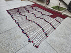 Large Afghan Handwoven Rug Wall Hanging – 9.7x7.8ft Vintage Tribal Tapestry with Tassels, Bohemian Woven Afghan Carpet