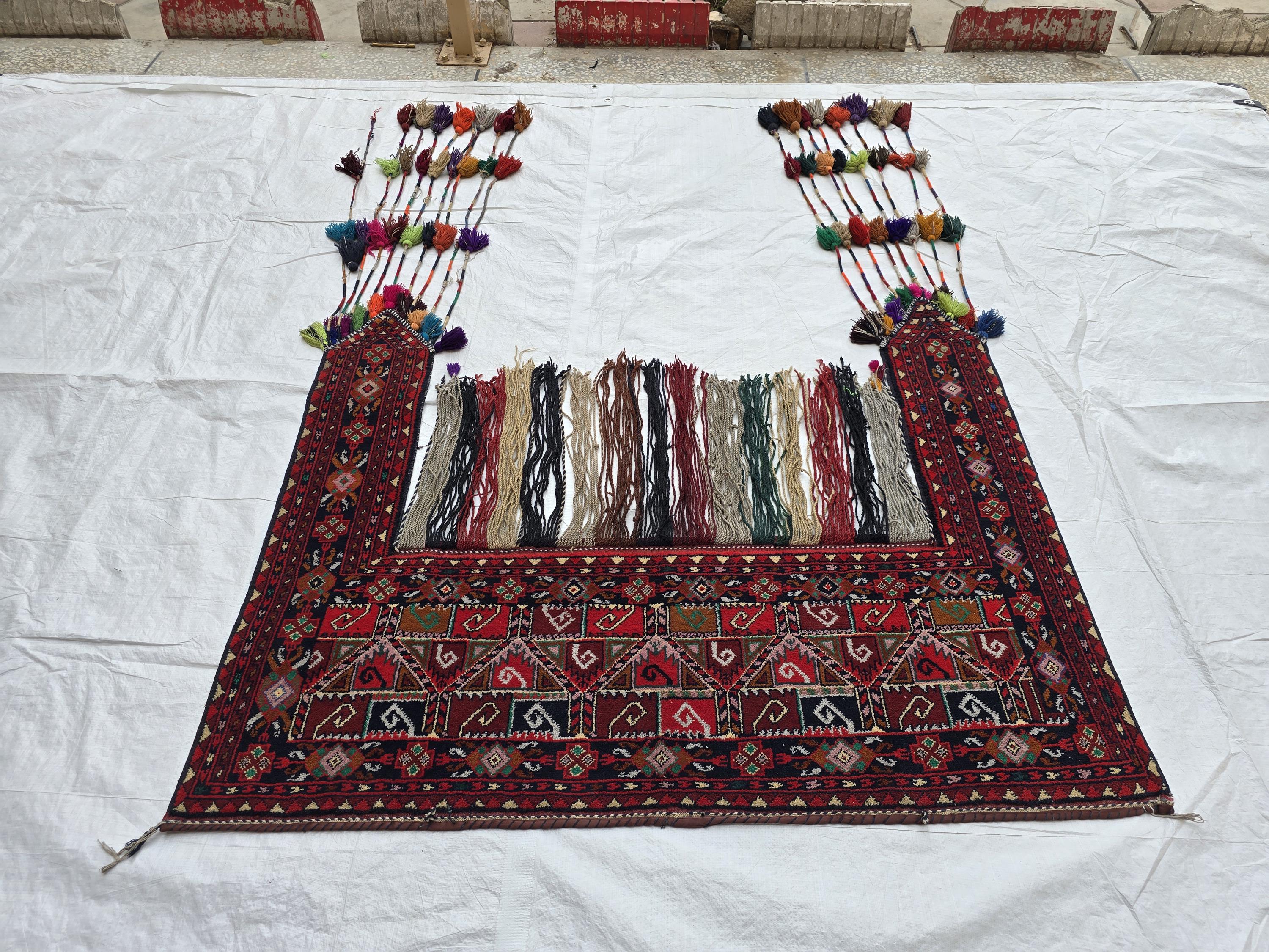 5x6ft, Afghan Wall Hanging Tribal Jallar Rug, Turkmen Wool 100% Handwoven Tapestry, Boho Home Decor, Living Room Decor, Bedroom Decor