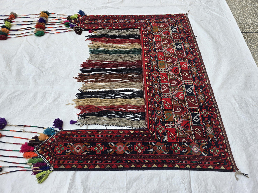 5x6ft, Afghan Wall Hanging Tribal Jallar Rug, Turkmen Wool 100% Handwoven Tapestry, Boho Home Decor, Living Room Decor, Bedroom Decor